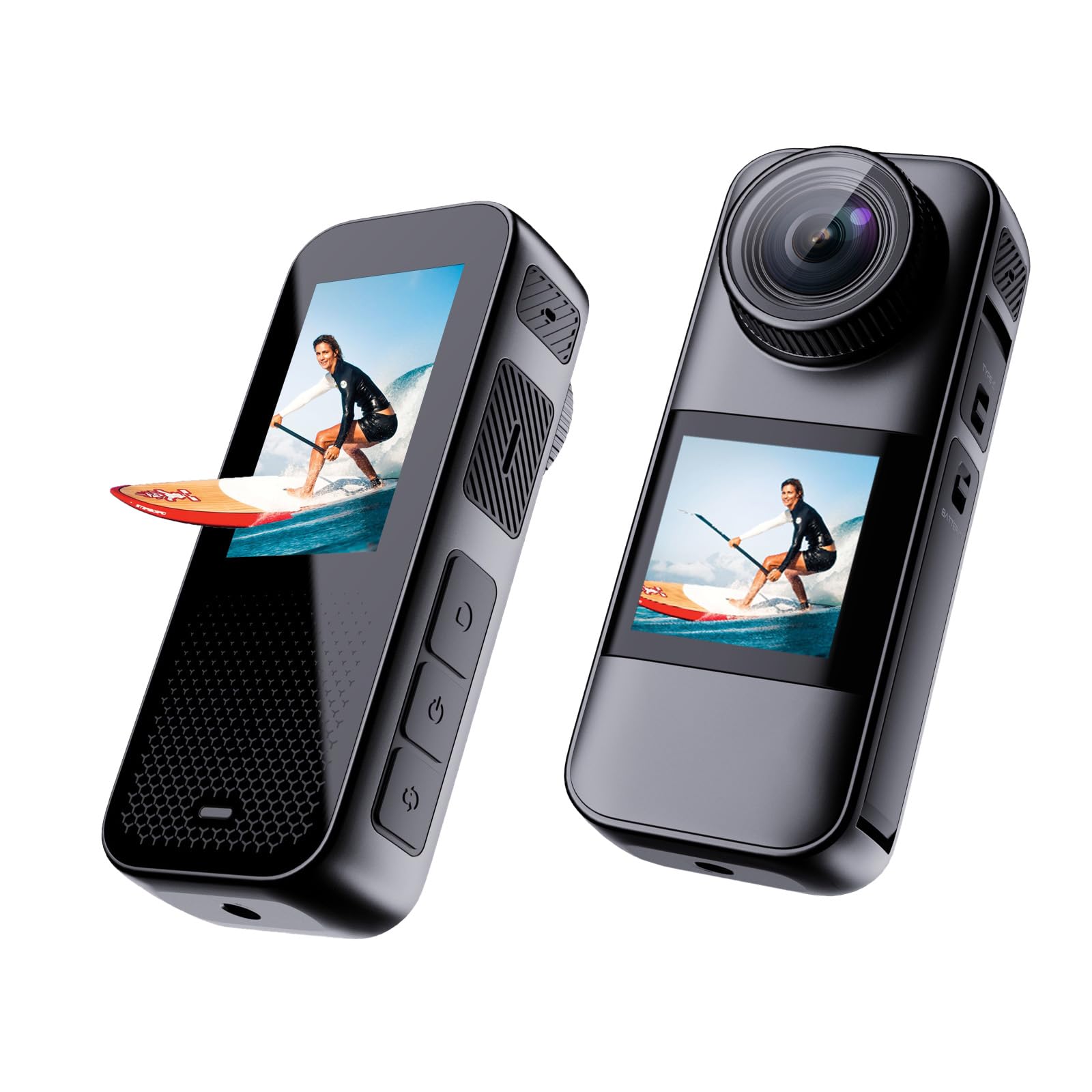 Xilecam Caméra Sport Double écran 4K 60FPS Caméra étanche à écran Tactile Camera Moto Anti-Secousse et Accessoires de Montage Adapté aux Sports de Plein air et au Cyclisme（Gris métallisé）