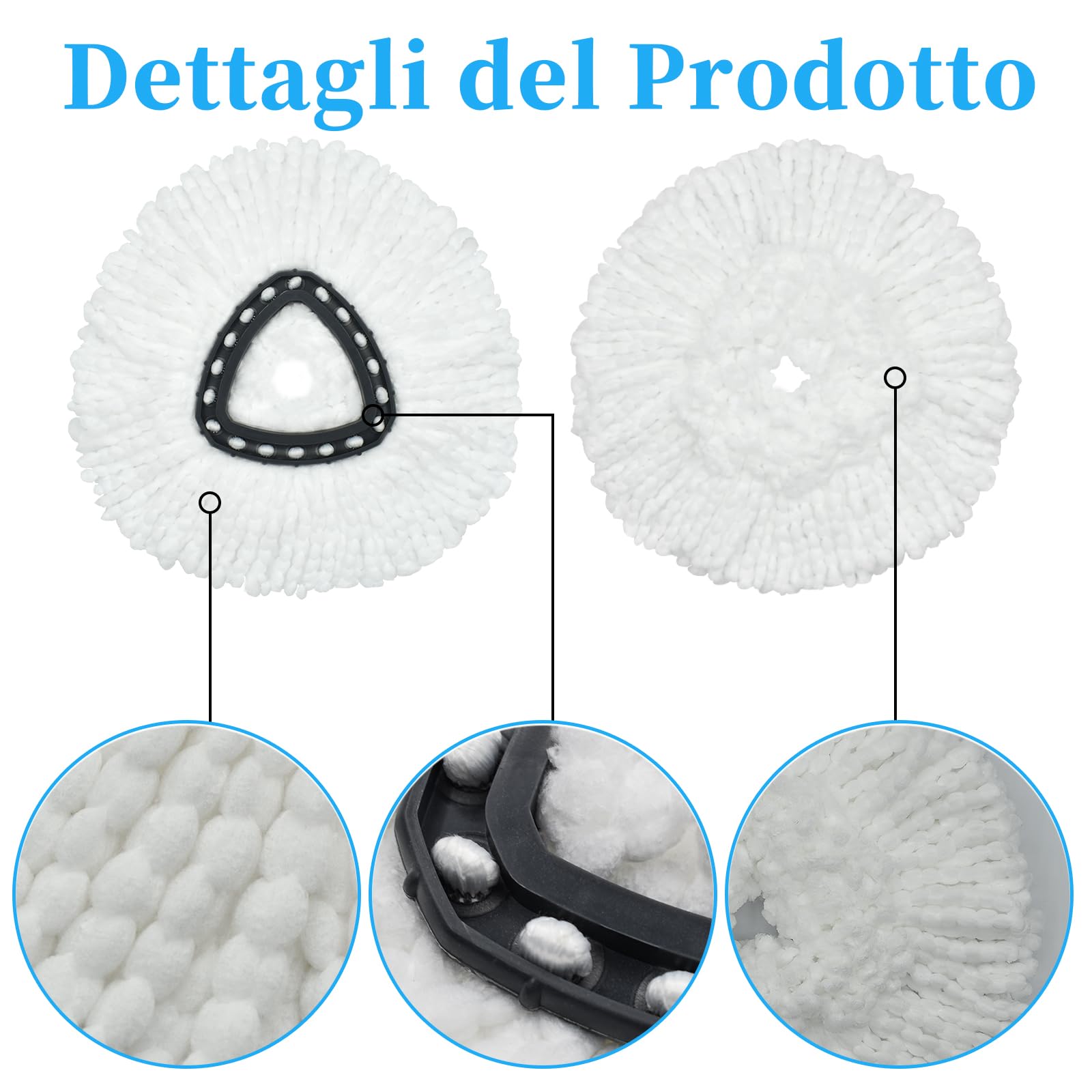 Testa di Ricambio per Mop Microfibra Panno Mocio Compatibile con Vileda 2 in 1 Turbo EasyWring & Clean Spin Mocio Panno Pavimento