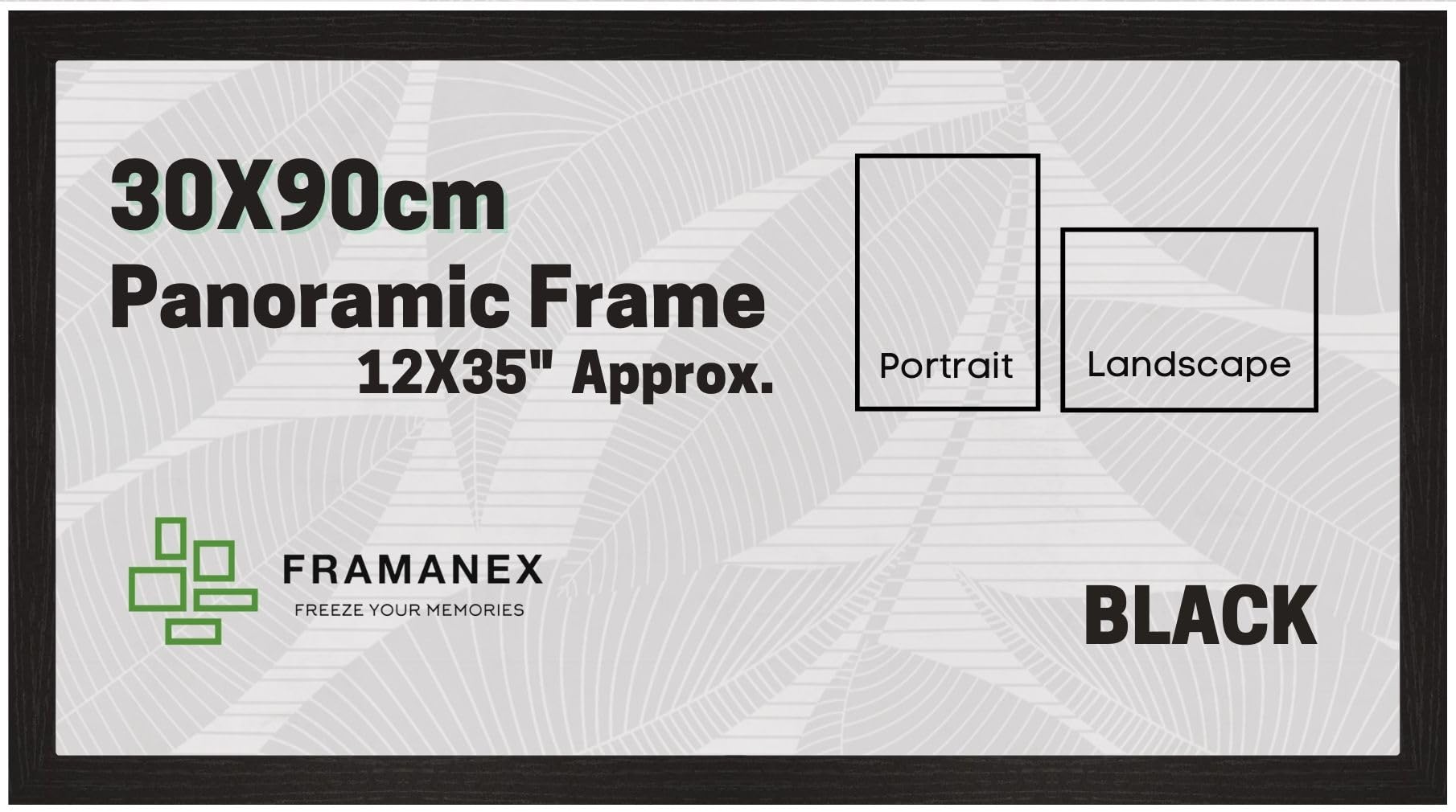 FRAMANEX Classic Picture Poster Frame, 30 X 90cm Black Frame, Wood Finish, Portrait, Landscape Display Rectangle 12 X 35 inches panaromic poster Frame (Black Poster Frame)