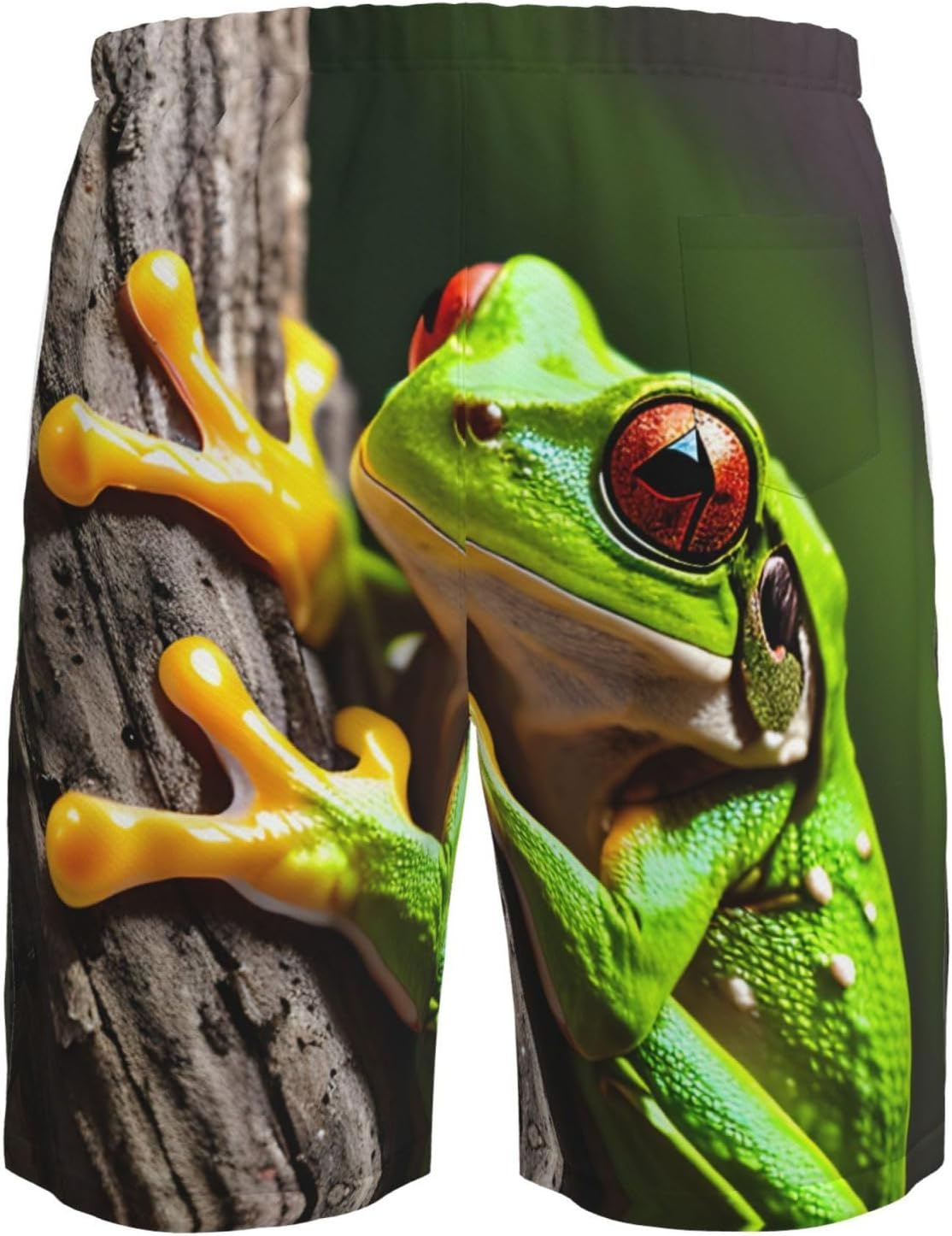 Tree Frog Baby Print Men's Quick-Drying Shorts Casual Beach Pants Stretch Waist Shorts and Pockets