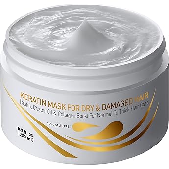 vitamin's keratin hair mask for very dry hair - biotin coconut oil castor oil and collagen protein hair repair mask cream - hair treatment mask for thick damaged hair
