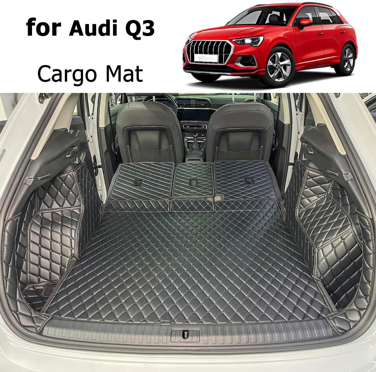 Cargo Mat Compatible with 2018-2025 Audi Q3 Trunk Mat (and Rear Left and Right Side Panels) Cargo Liners for Audi Q 3