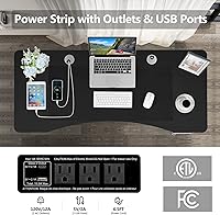 Vista 3 de Legooin Escritorio eléctrico de pie de 55 x 24 pulgadas, escritorio eléctrico de pie de altura ajustable con estación de carga, 2 puertos USB, 3