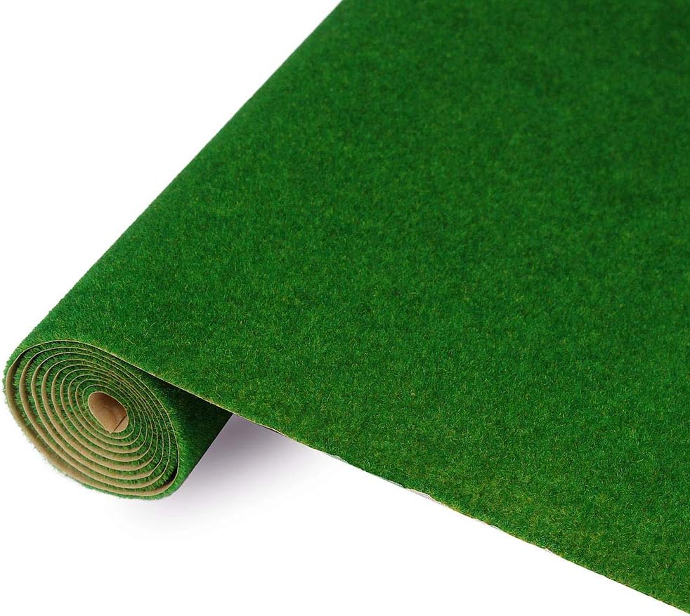 Lawn Mat, Large, 1 Sheet, Artificial Turf, Roll Mat, Dark Green, 0.1 inch (2 mm) Thick, 15.7 x 39.4 inches (400 mm) x 39.4 inches (1000 mm), Glass Model, Building Model, Decorative, Landscape, Boxed