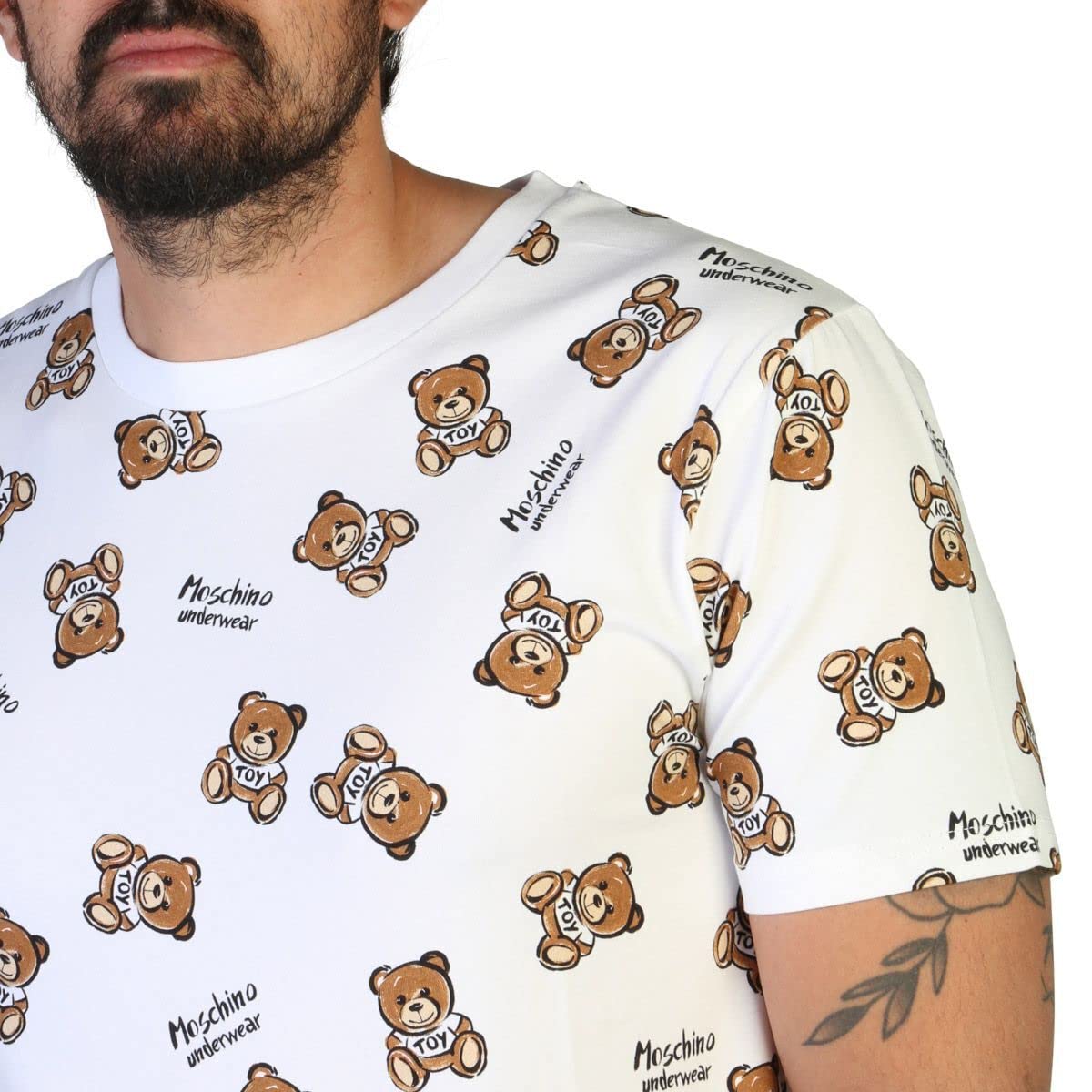 T shirt uomo Moschino logo bear bianco ES23MO17 V1A0702 4417