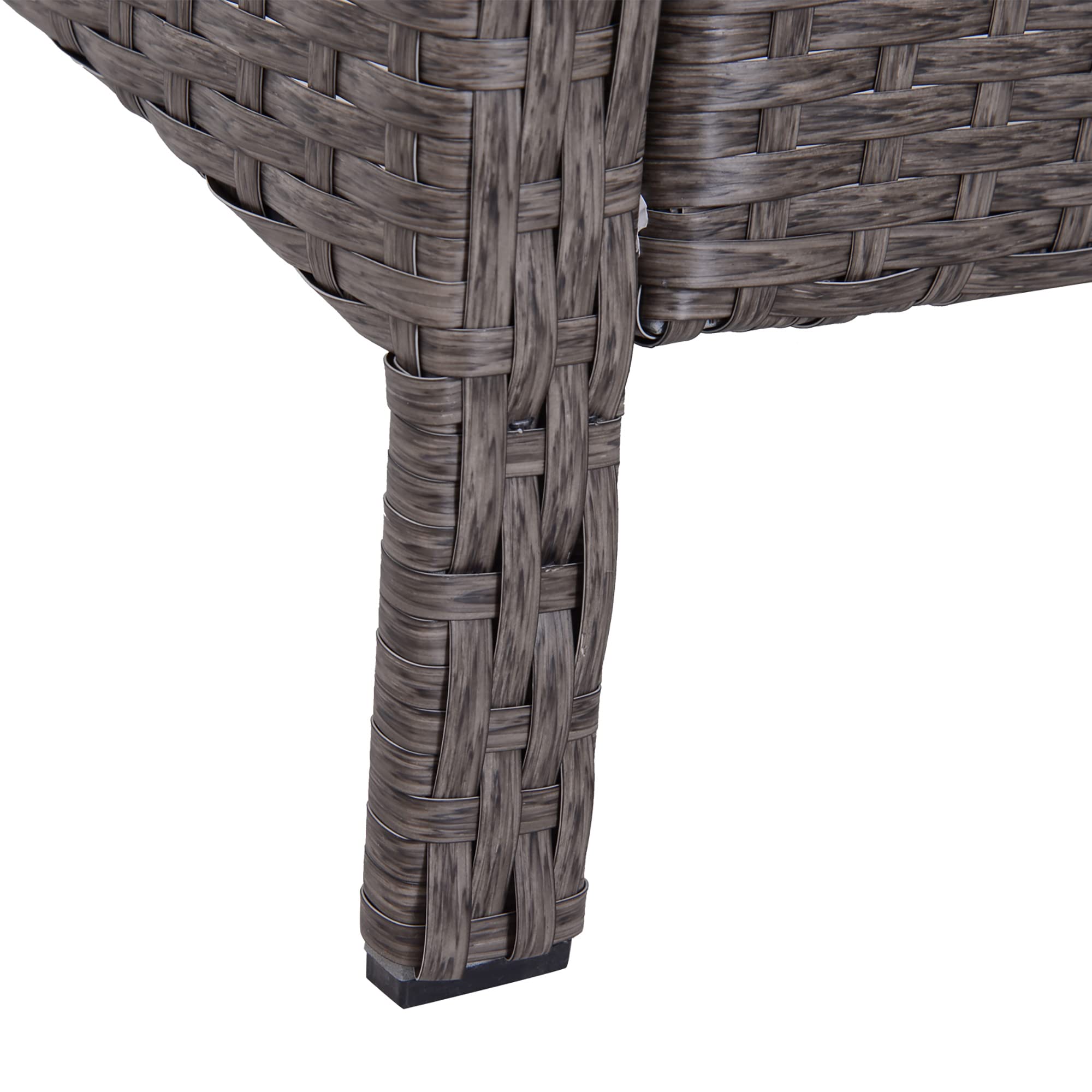 Outsunny Set Mobili da Giardino 2 Poltrone 2 Poggiapiedi 1 Tavolino in Vetro Temperato Rattan Grigio
