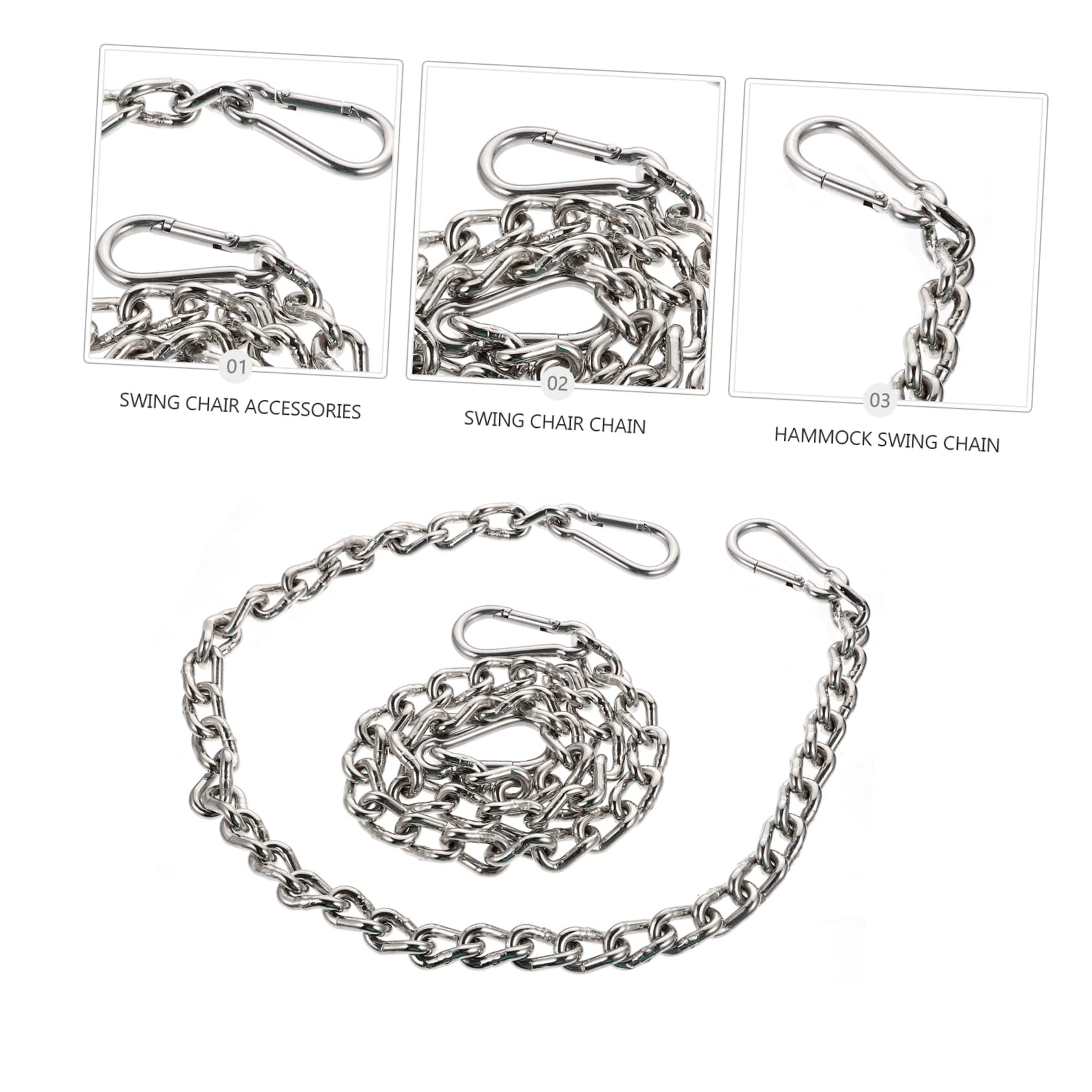 Yardwe 2pièces Sangle Extension pour Hamac Extérieur Kit De Suspension avec Chaînes Utiles Et Mousquetons Accessoires pour Balançoire Et Hamac