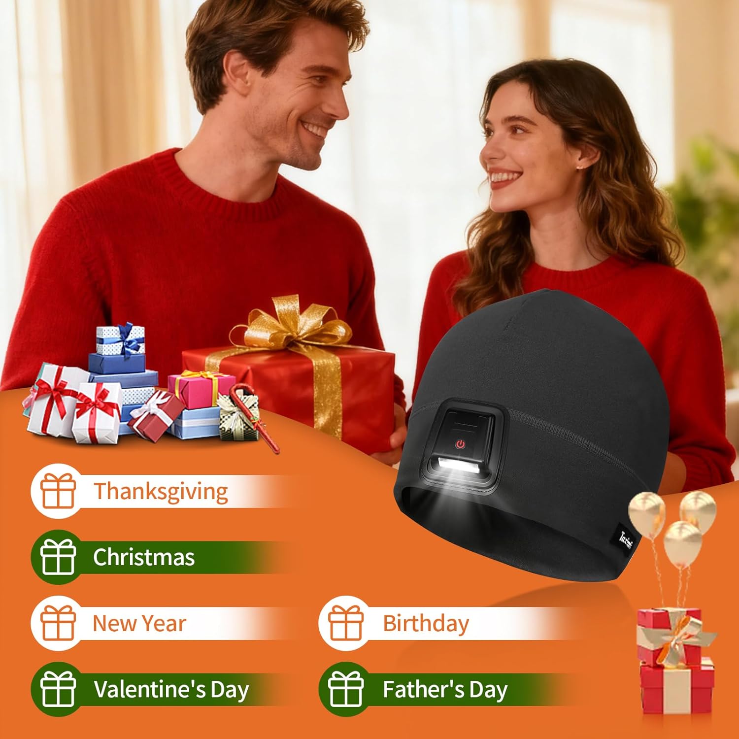 Taximi Led Beanie with Light, USB Rechargeable Headlamp Beanie, Fleece Flashlight Hat for Running, Gift for Men Dad Husband - Image 8