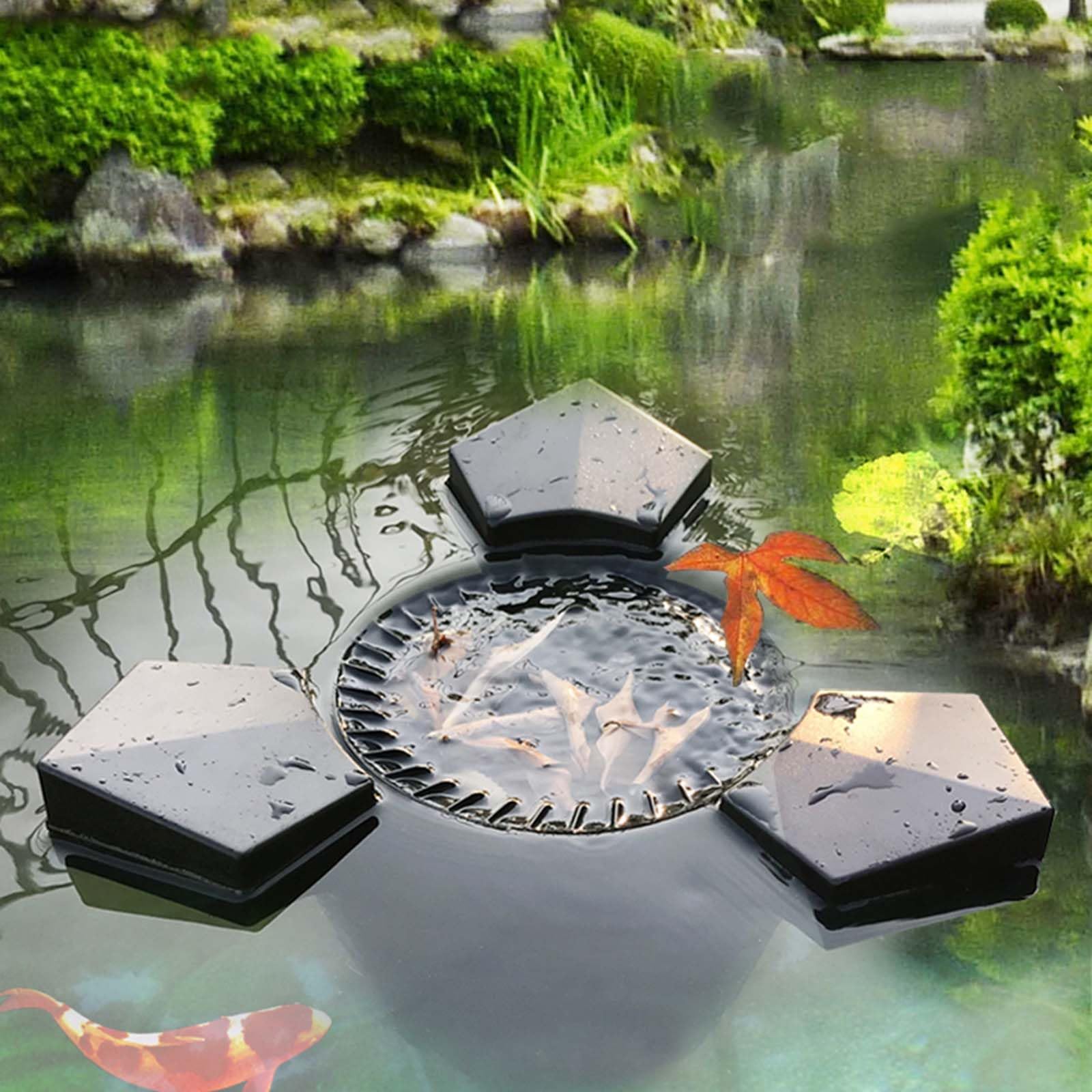 43W aspiración Flotante Estanque Skimmer, vacío del Estanque con Bomba, Cable de alimentación de 10 m de Largo y Filtro de Planta acuática, fácil de Usar para el Mantenimiento del Estanque del jardín
