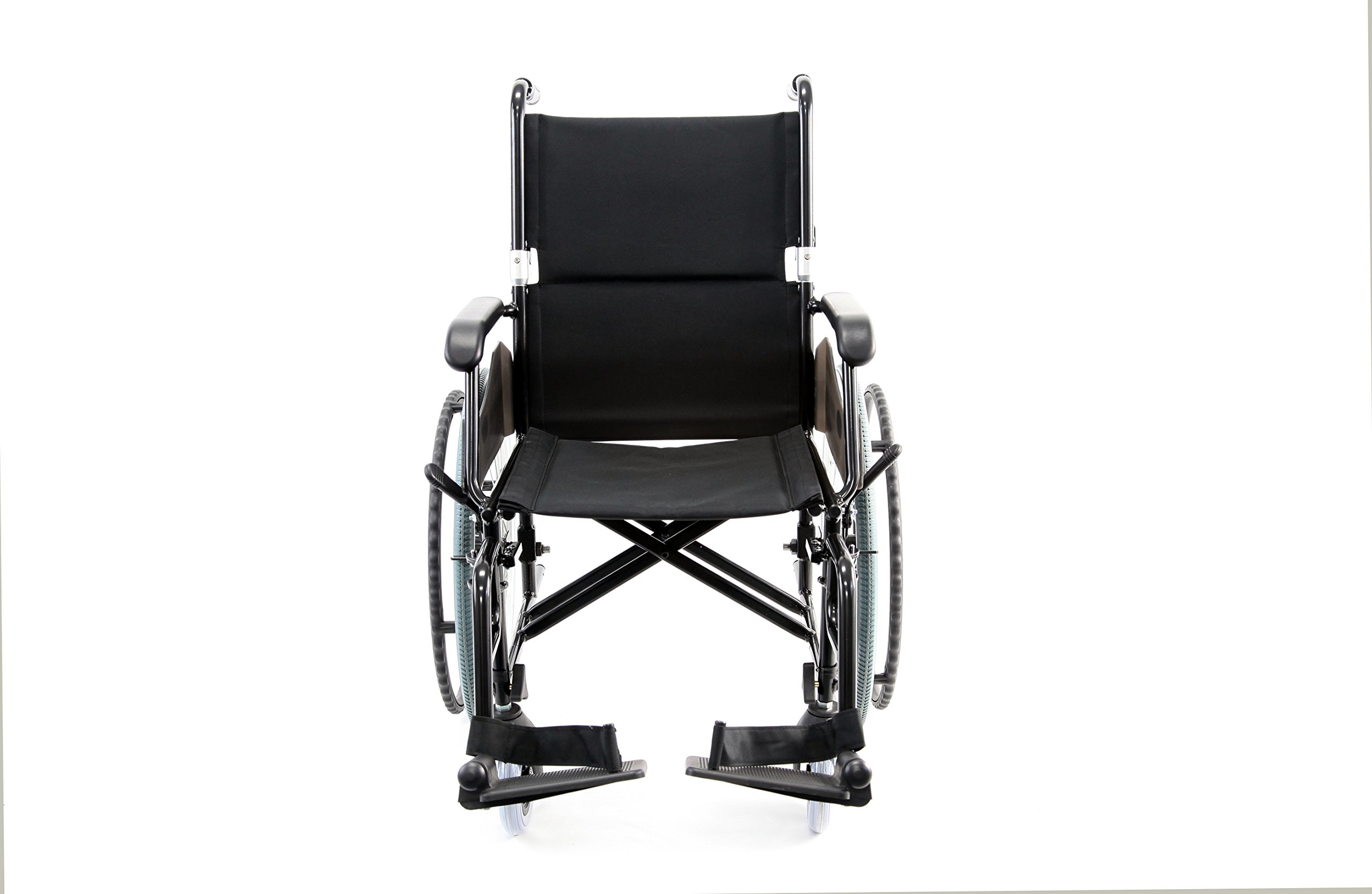 Karman - Silla de ruedas compacta ultraligera manual de 18 x 16 pulgadas, Ruedas, Swingaway Footrest, Negro, 1