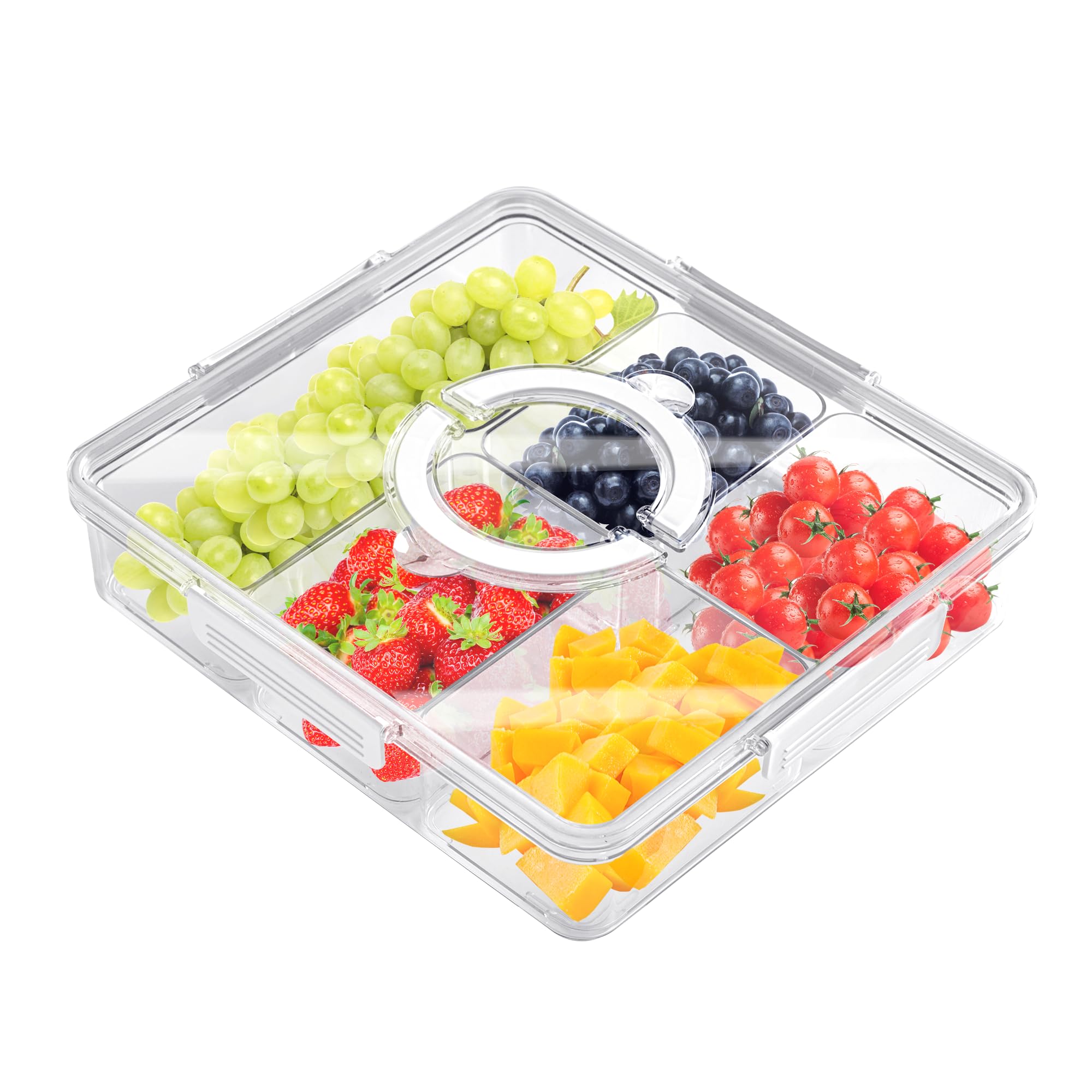 Buy Eanpet Divided Veggie Tray with Lid and Handle 5 Compartment Serving Tray with Dividers