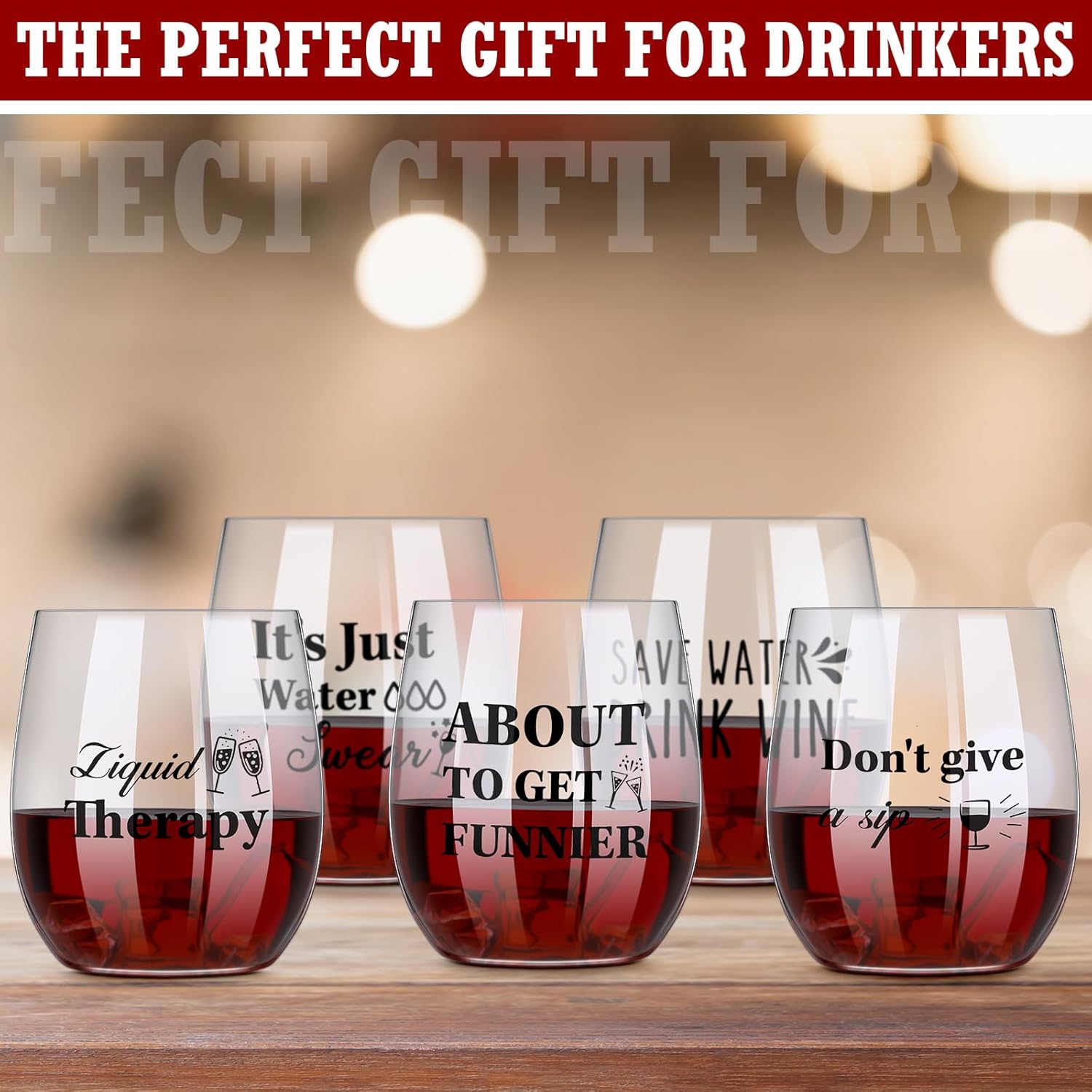 Zhehao 20 Pcs Funny Stemless Wine Glasses 12oz Disposable Party Funny Cups Clear Acrylic Shatterproof Wine Cups Printed Glasses for Indoor Outdoor Party Beach Wedding Whiskey Cocktail - Image 7