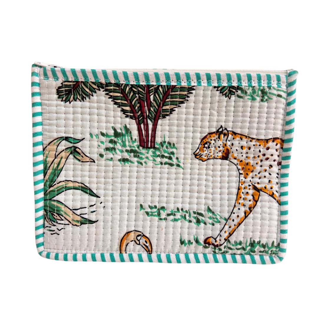 Quilted Cotton Multipurpose Envelope Pouch (Animal Print White)-image-44
