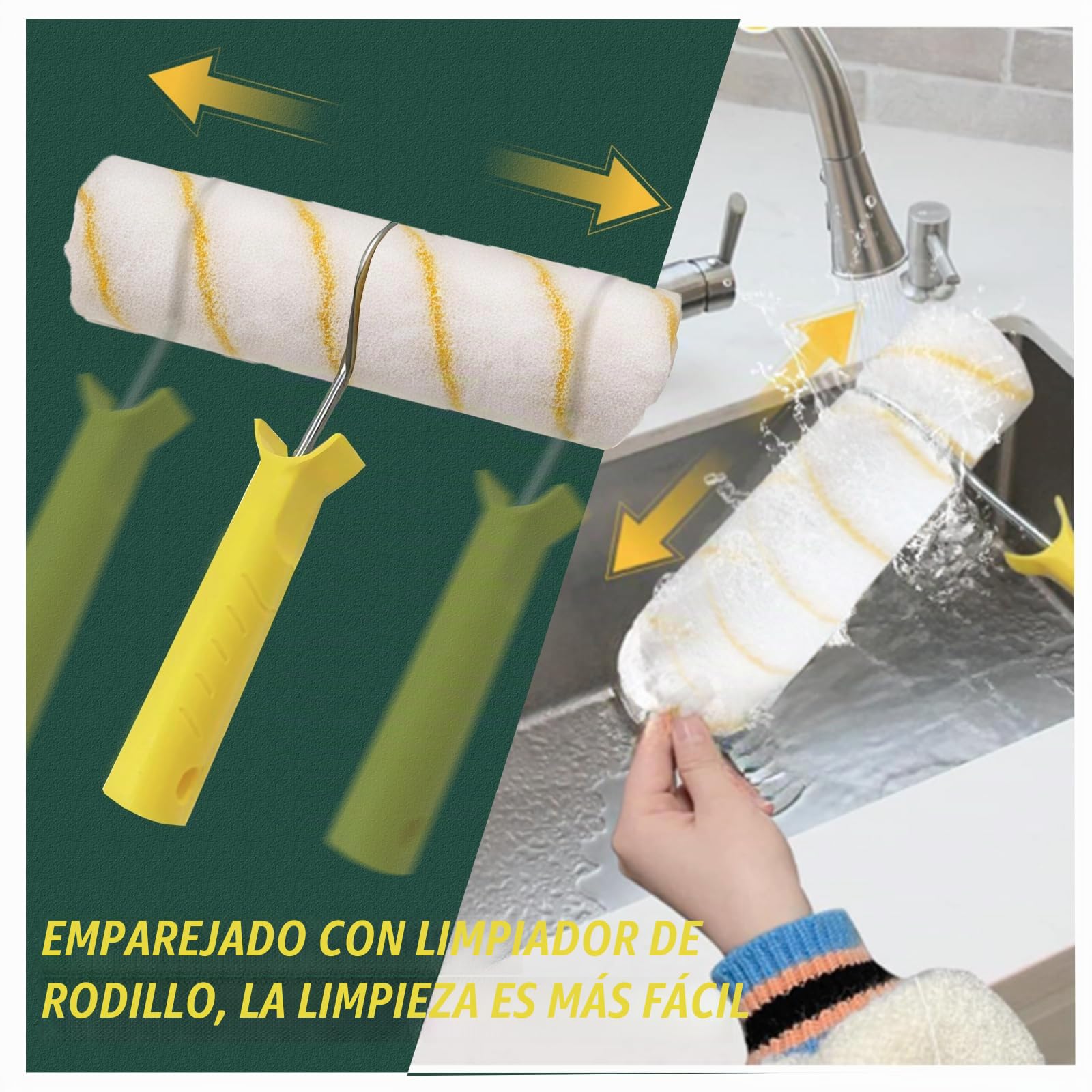 Juego de 14 rodillos de pintura y bandejas, juegos de rodillos de pintura extensibles para decoración de pintura, con pincel de pintura, herramientas de pintura de microfibra para pintar paredes