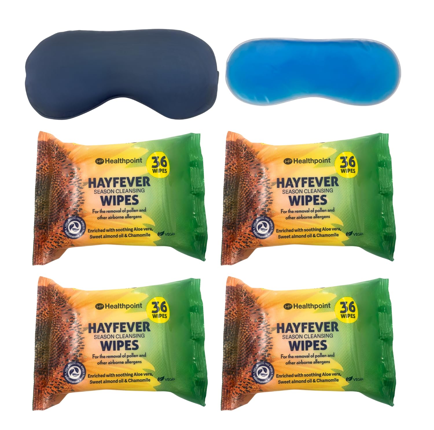 Hayfever Relief Kit with 4 Packs of Cleansing Wipes and 2 Cooling Eye Masks