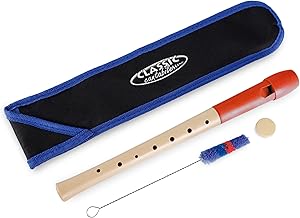 Classic Cantabile Pivella C-Sopran Blockflöte - Aus Ahornholz mit Kopf aus Kunststoff, dadurch ideal für Einsteiger - Deutsche Griffweise - Inkl. Etui, Grifftabelle, Wischerstab und Korkfett - Rot