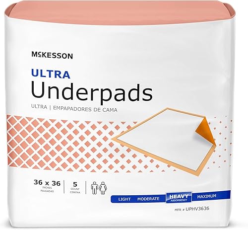 McKesson Ultra Underpads - Almohadillas para incontinencia para adultos, Chux, desechables, de gran absorción, 36 x 36 pulgadas, 100 unidades