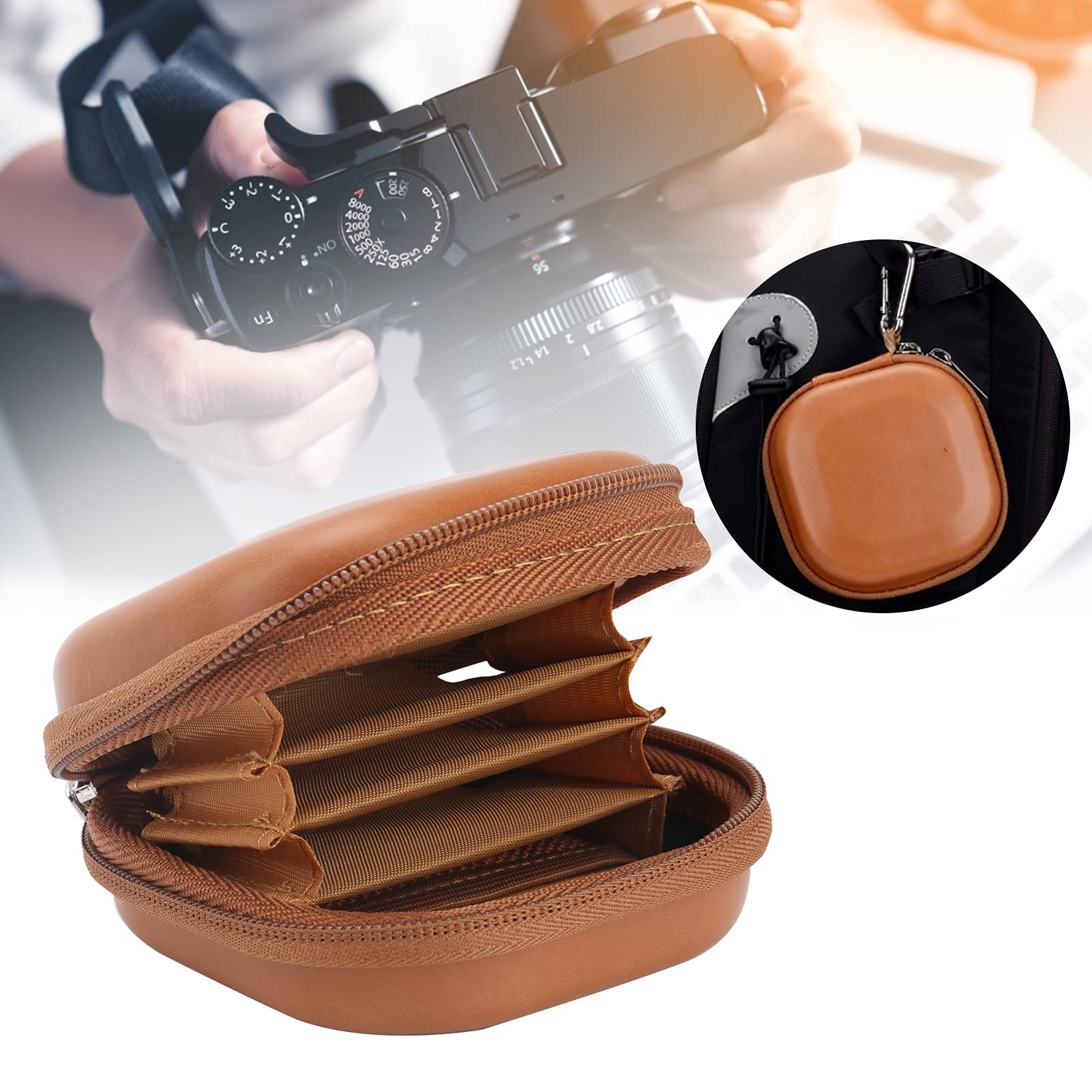 Tissting éTui de Rangement Filtre d'Objectif,PU Étui étanche Pochette pour Filtre D'objectif étui de Transport pour 5filtres Jusqu'à 82mm Étui de Filtre pour Objectif