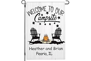Camping Flags for Campers Personalized,Burlap Welcome to Our Campsite Camping Signs Outside,...