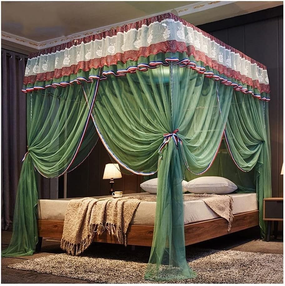 Moustiquaire de lit haut de gamme en dentelle avec armature métallique robuste 200x220