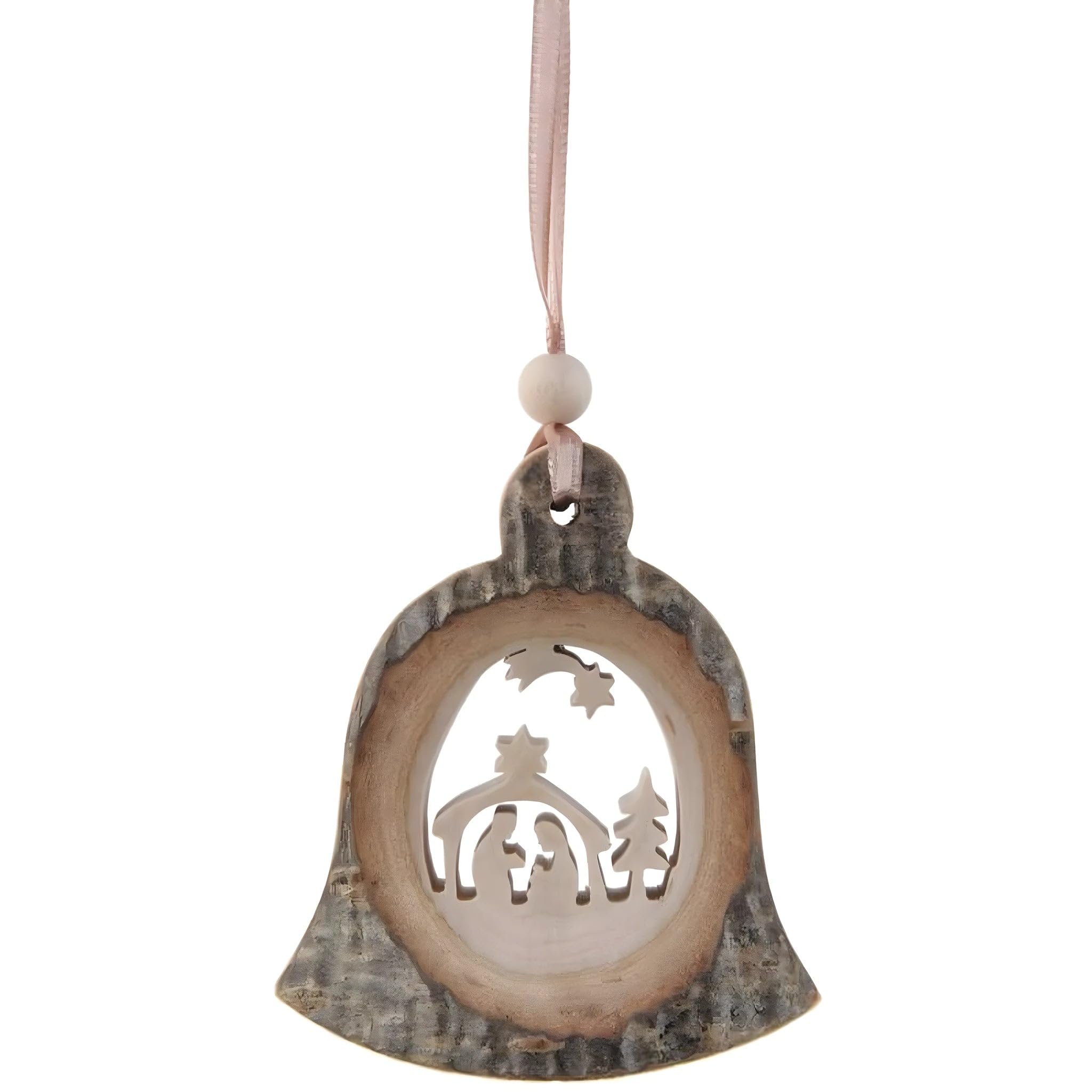 Dolfi Wooden Bell Ornament 10 cm | Natural Wood in Val Gardena | Nativity Figure