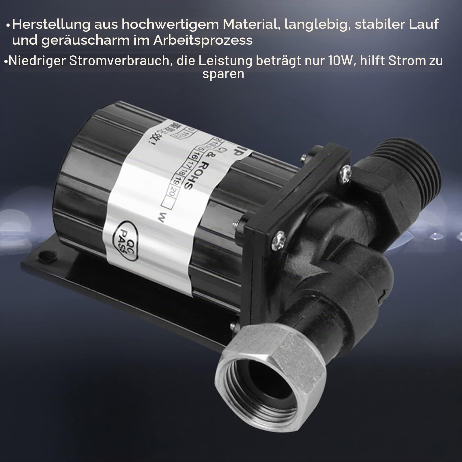 Hilitand DC 12 V Wasserpumpe, bürstenlos, tauchfähig, Dauerstrom, 10 W – funktioniert im Innen- und Außenbereich mit kaltem oder warmem Wasser, geräuscharm und geringer Energieverbrauch