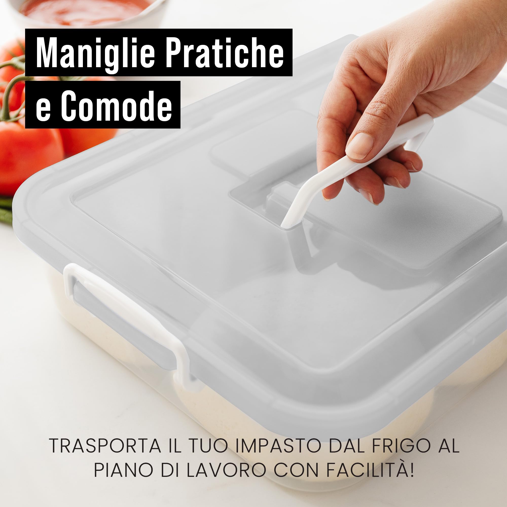 Chef Pomodoro Contenitore Lievitazione Pizza, Cassetta per Pizza, Set Accessori da Pizzeria (Grigio, 35,6 x 27,9 cm)
