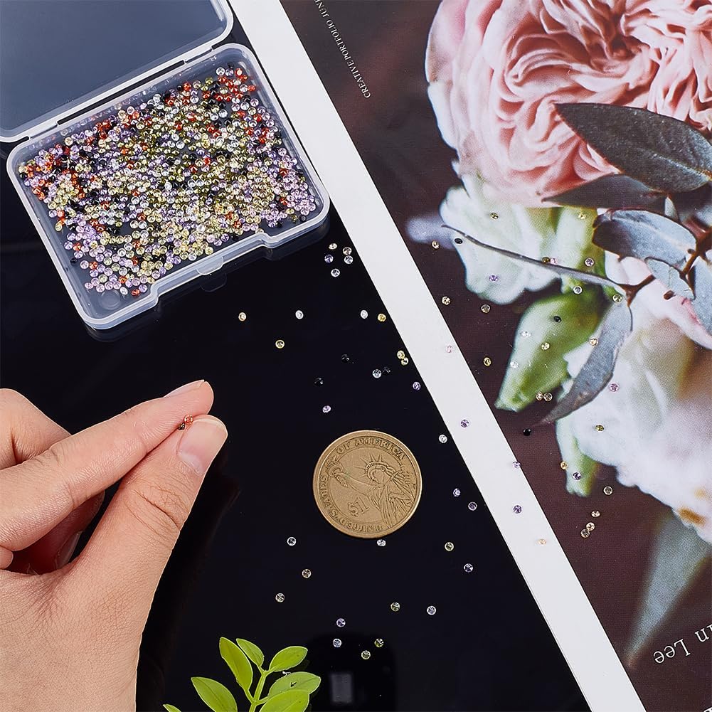 PH PandaHall 800PCS 10 Colors Cubic Zirconia Stones Pointed Back CZ Stone Diamond Shape Shiny Stones Round Beads Brilliant Loose Synthetic Gemstones for Jewelry Making Nail Arts Decoration 2mm - Image 3