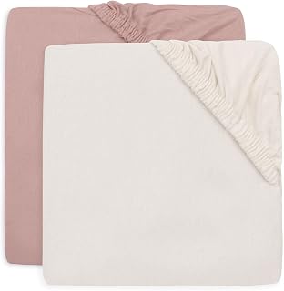 Jollein Spannbettlaken Jersey - Für das Kleinkinderbett - Wild Rose/Ivory - 2er Pack - 70/75x140/150cm - Spannbettlaken Baumwolle - Spannbetttuch - Oeko-TEX Zertifiziert