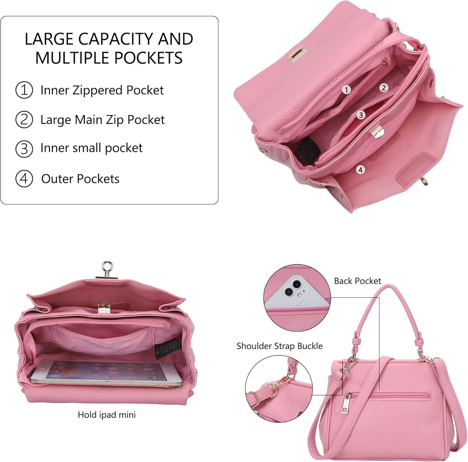 Angel Kiss Small Top Handle Satchel Purses and Handbags for Women Soft Vegan Leather Tote Shoulder Bag - Image 6