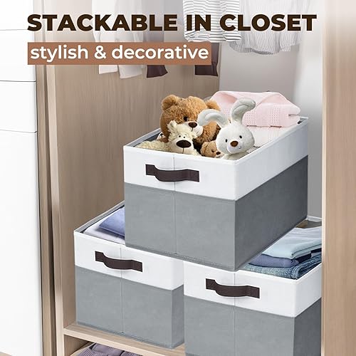 Miniatura 4 de Criusia Paquete de 8 organizadores de armario y contenedores de almacenamiento, cestas de almacenamiento extra grandes para organizar, contenedores