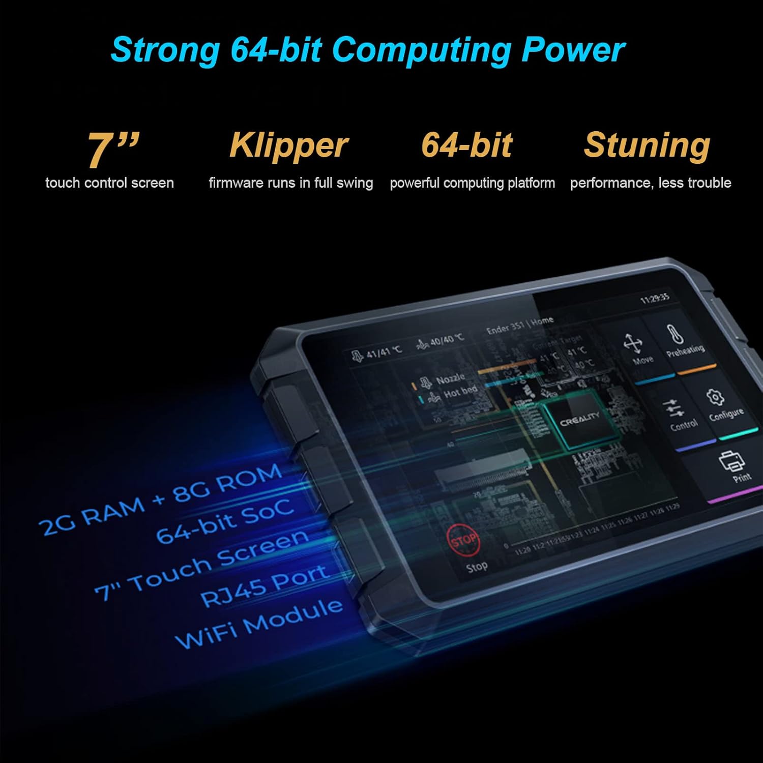 review ENOMAKER Creality Sonic Pad in Klipper Firmware 64-bit 3D Printing Smart Pad 7