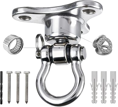 Helffer Heavy Duty Stainless Steel Swing Hanger | 1500 LB Capacity, 360+180 Swivel, Smooth Bearings, For Swing Set, Porch Swing, Hammock Chair, Aerial Yoga, Punching Bag