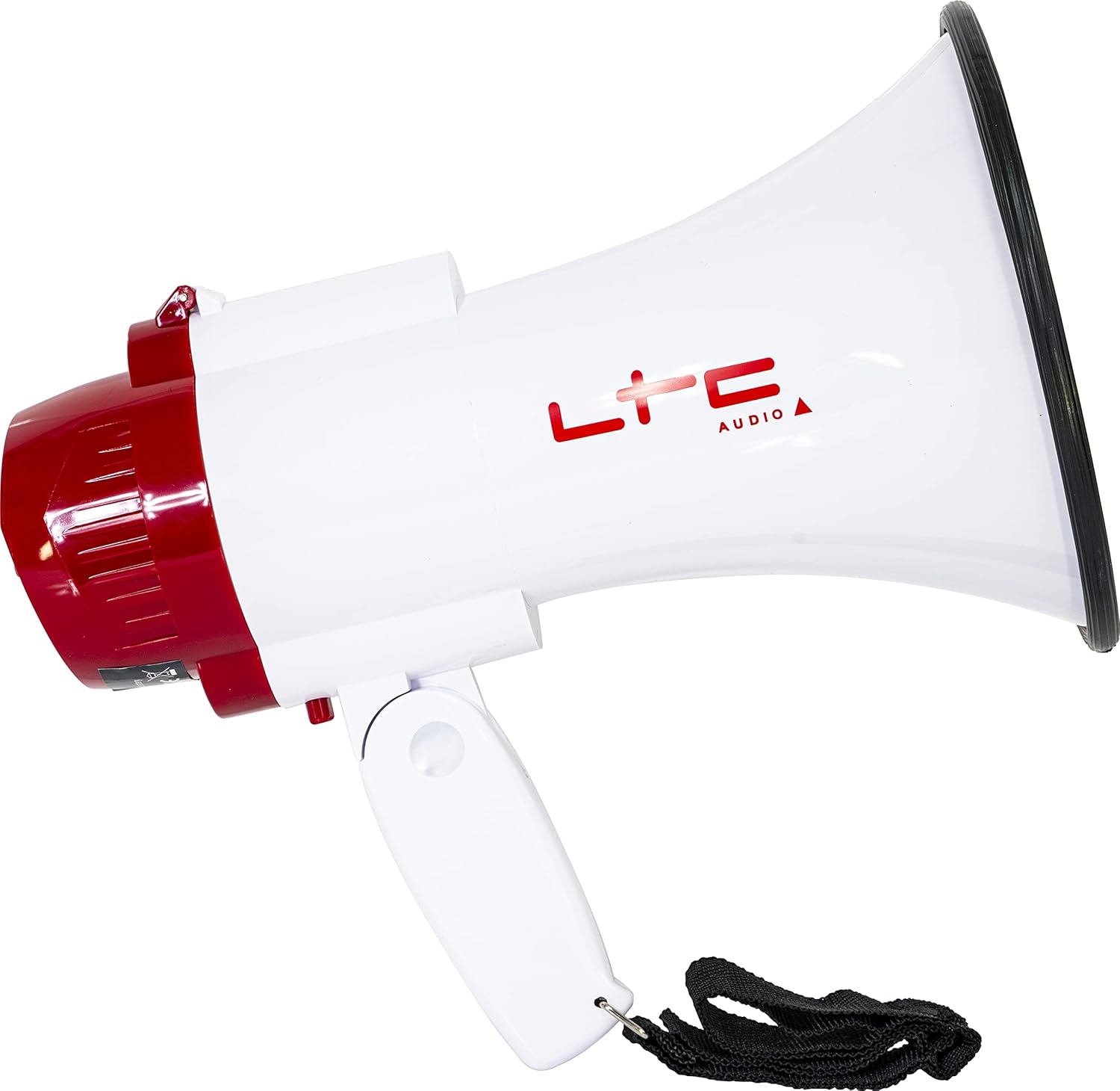 MEGA20W - LTC - Megáfono recargable de 20W con mango y capacidad de grabación de mensajes - Blanco y Rojo