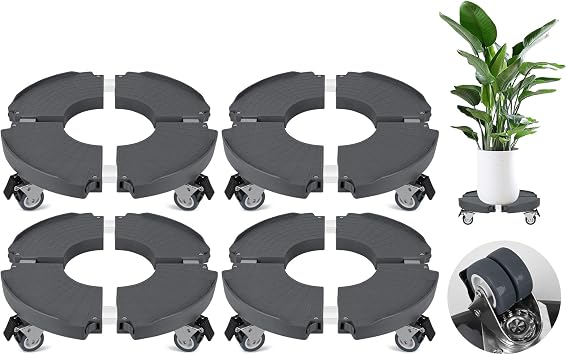 ToLanbbt Plant Caddy Stand with 360 Wheels Adjustable 15-22 Inch Rolling Plant Stand Heavy Duty Large Plant Cart Dolly with Casters 440lbs Capacity for Large Planter, Garden Pot, Flower Pot, Gray, 1P