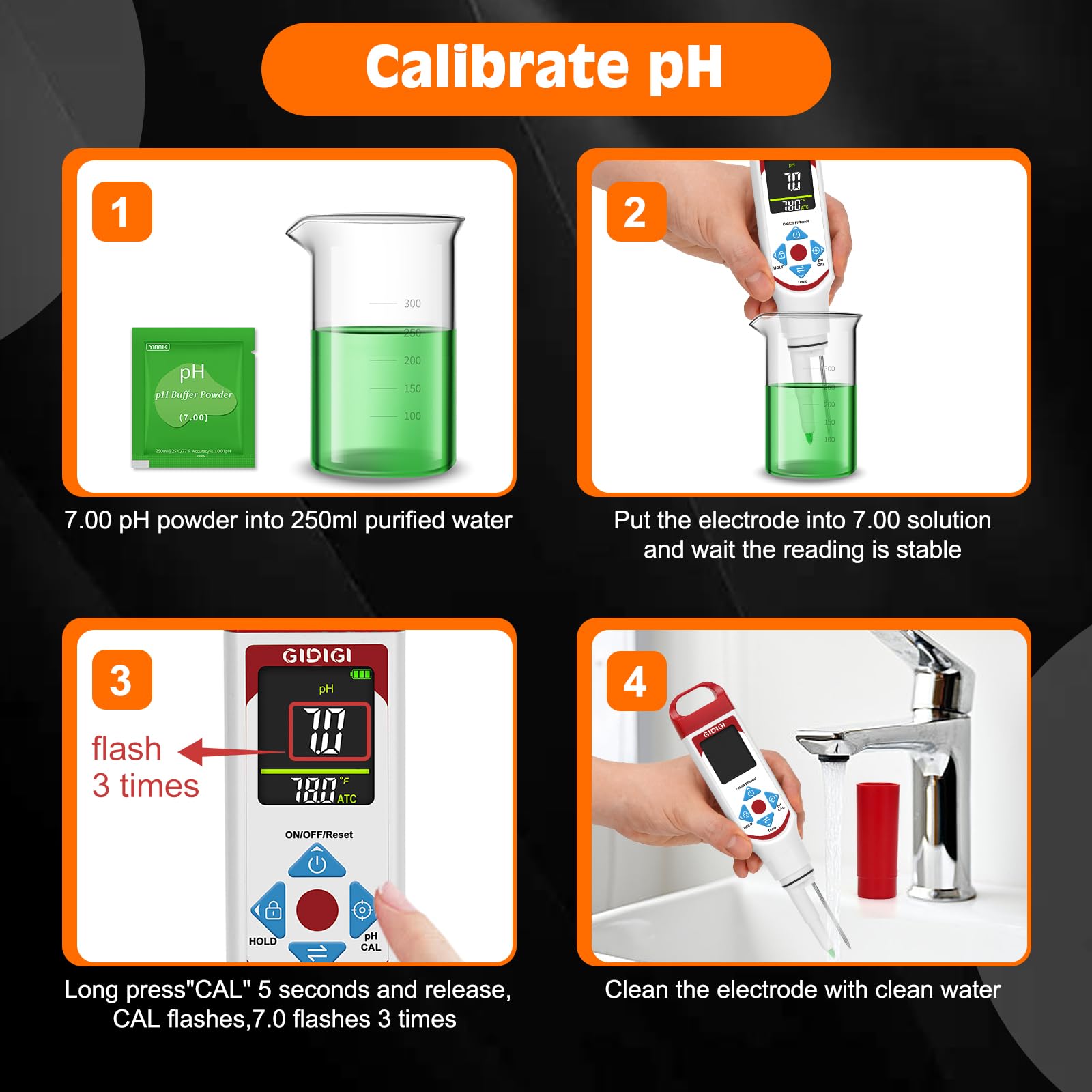 Multifunctionele digitale voedsel-pH-meter, zeer nauwkeurige pH-testset voor tuingrond met °C/°F LCD-display voor pH-tests van planten, water en levensmiddelen. (Groen