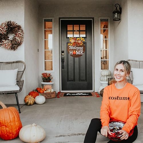 Vista 15 de Letrero de bienvenida intercambiable para decoración de puerta delantera con 4 coronas de temporada y 14 iconos de vacaciones, gancho de puerta