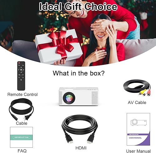 Miniatura 7 de TMY Proyector WiFi con Bluetooth 5.1, mini proyector de película compatible con 1080P, compatible con TV Stick, teléfono, computadora, HDMI, USB, TF