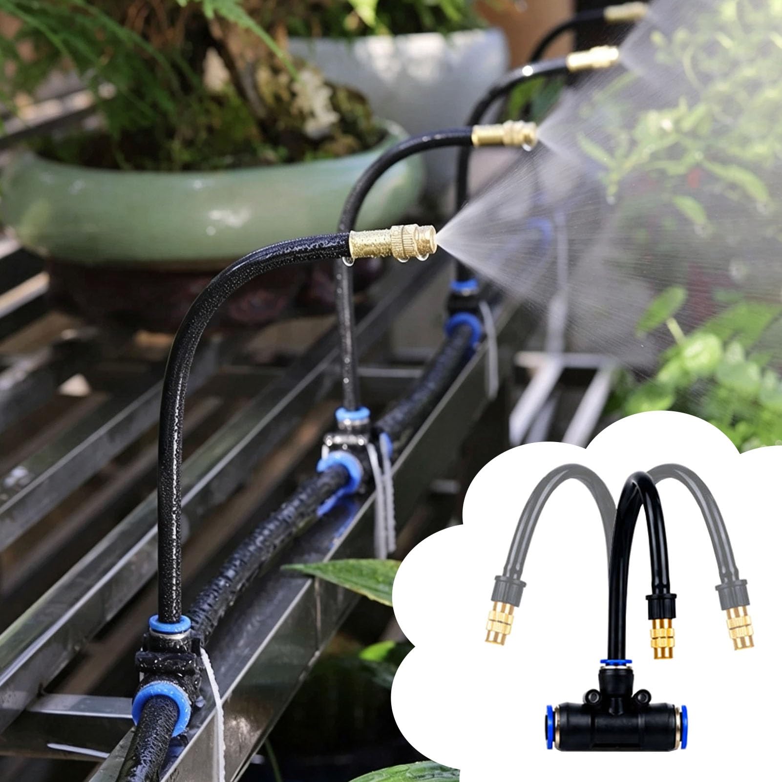 Kit Arrosage Automatique Système D'irrigation Goutte à Goutte Flexible pour Extérieur | Brumisateur D'irrigation de Jardin à Monter Soi-même, Buses D'arrosage en Cuivre(57m/187ft)