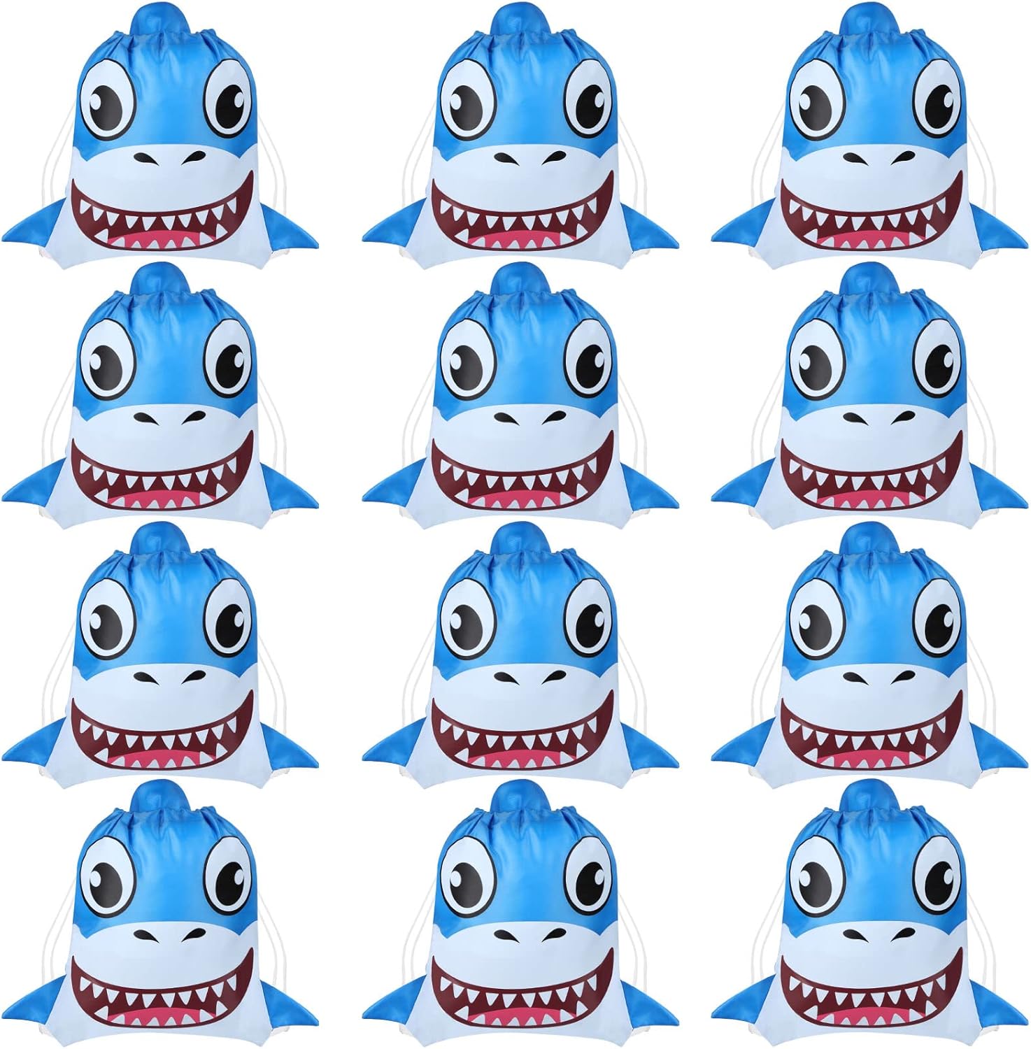 Amazon.com: Shellwei 12 Pcs Cute Shark Drawstring Bag Summer Pool Party ...