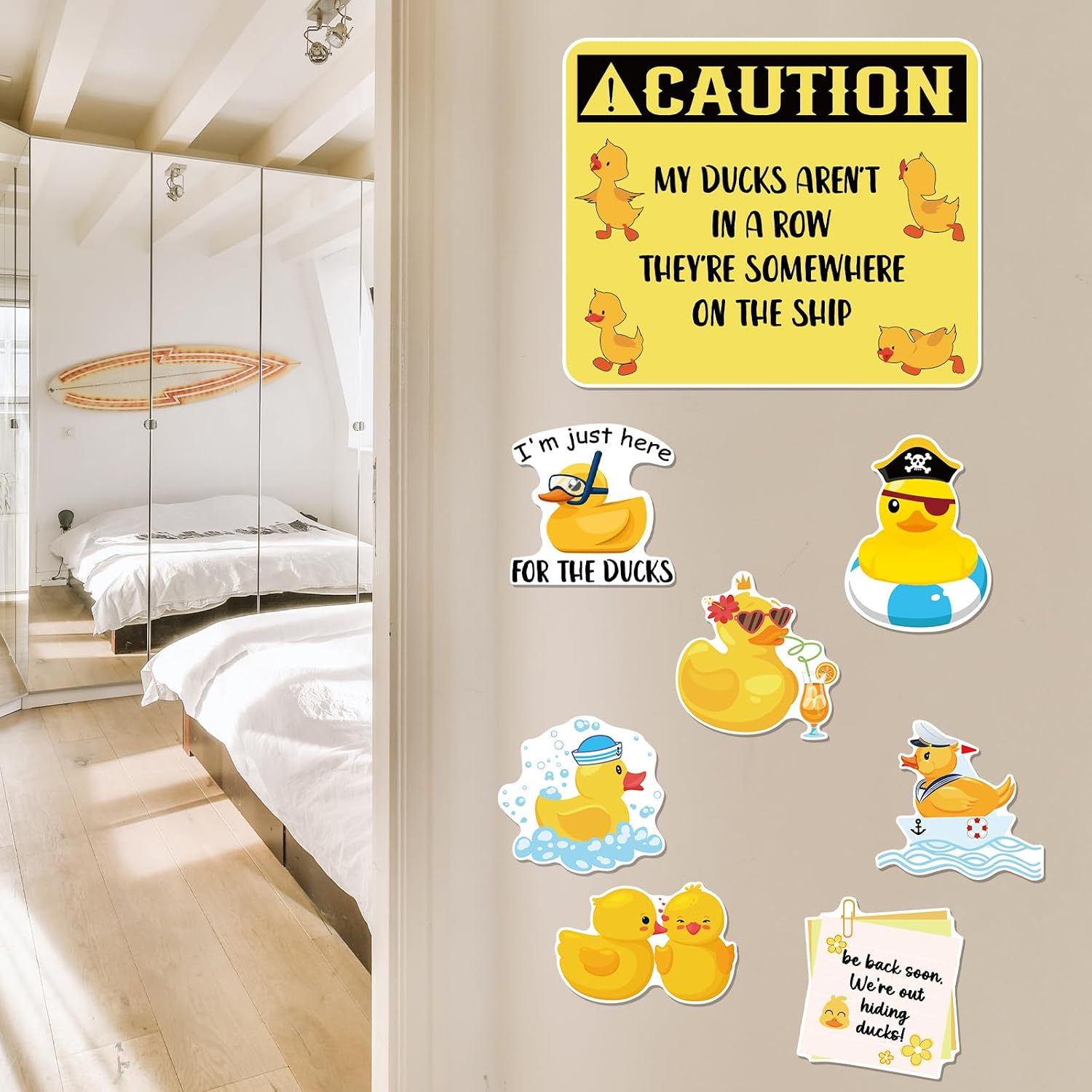 8 Pcs Funny Ducks Cruise Ship Door Magnets Decorations Magnetic