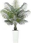 VEVOR Artificial Areca Palm Tree 5 ft, Fake Palm Tropical Plants with White Tall Planter, Faux Floor Silk Plant in Pot, Large Trees for Home Office Living Room Decor House Warming, Indoor Outdoor