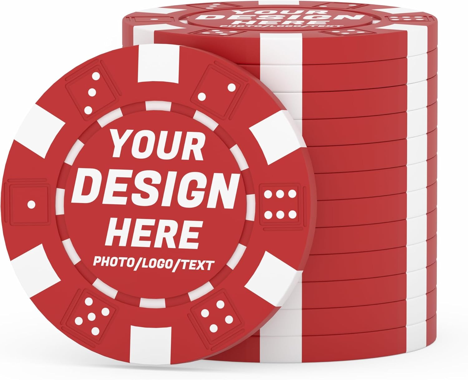 50 Custom Poker Chips with Photo or Text, Double-Sided UV Printed Clay Chips, 11.5 Gram Weighted Casino Feel, 9 Colors for Personalized Keepsake Tokens, Parties, Weddings, Gifts