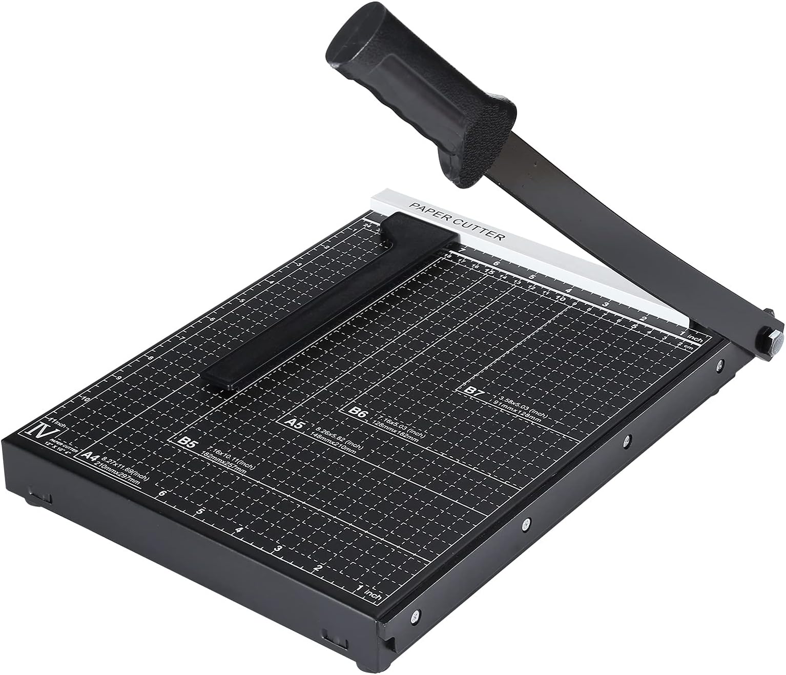 Jinsihou A4 Paper Guillotine Cutter Photo Picture Card Label Trimmer Machine Heavy Duty Metal with Adjustable Guide, Blade Safety Guard, Non-Slip Base 10Sheets Capacity 12inch Cut Length Board