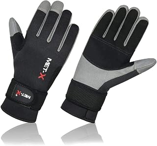 Met-X Essential Sailing Long Finger Gloves in Black - Adults Unisex - Great for Sailing All Year Round - Easy Stretch