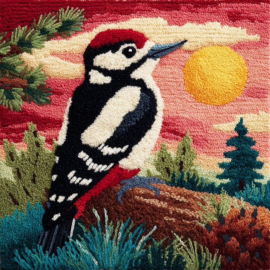 Henypt DIY Latch Hook Cushions Kits Scenery and Birds