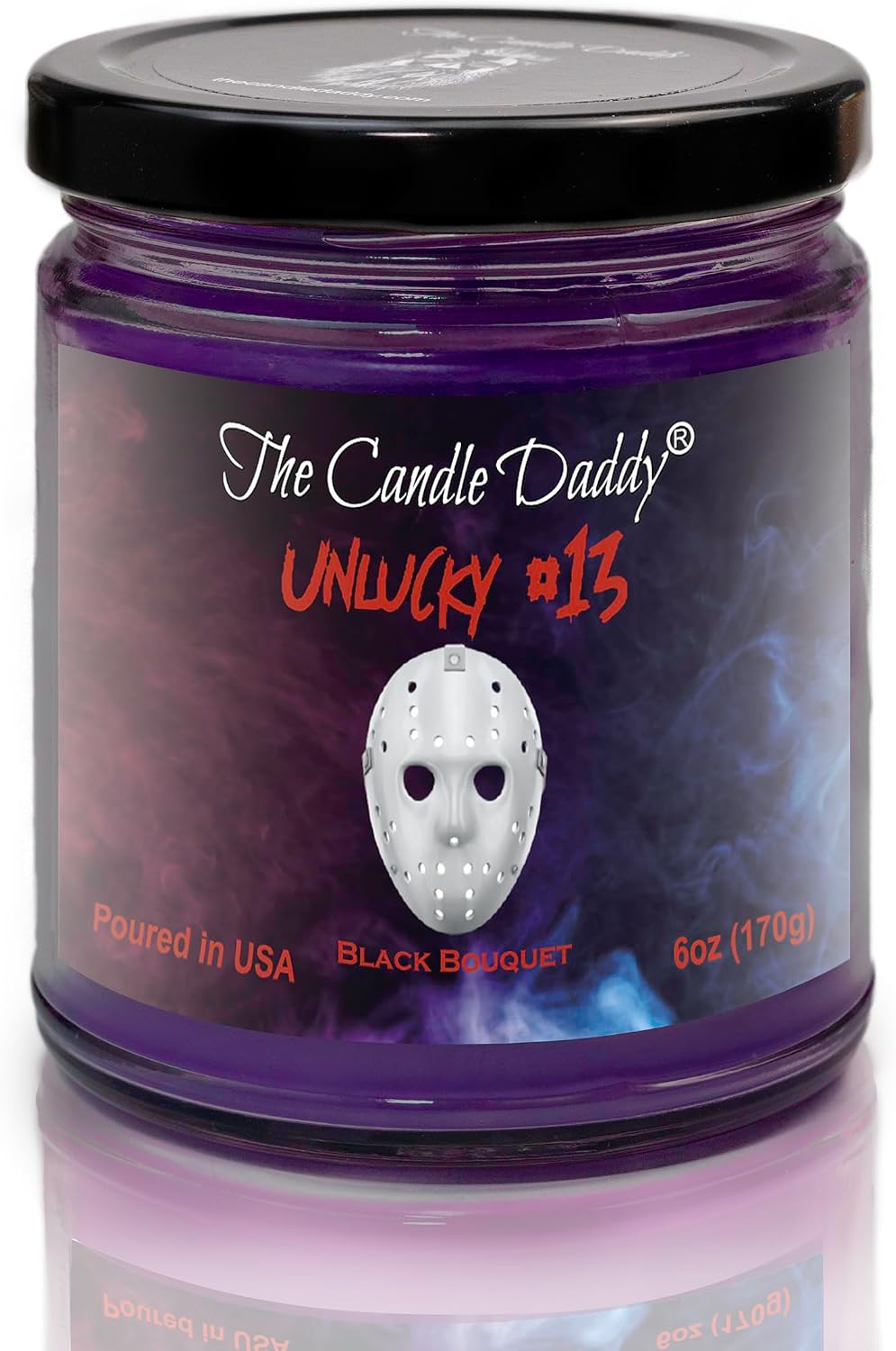 Unlucky #13 - Black Bouquet Scented Horror Movie Candle - Halloween 6 Oz Jar Candle - 40 Hour Burn Time