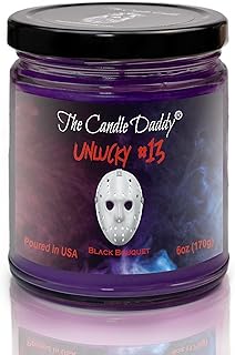 Unlucky #13 - Black Bouquet Scented Horror Movie Candle - Halloween 6 Oz Jar Candle - 40 Hour Burn Time