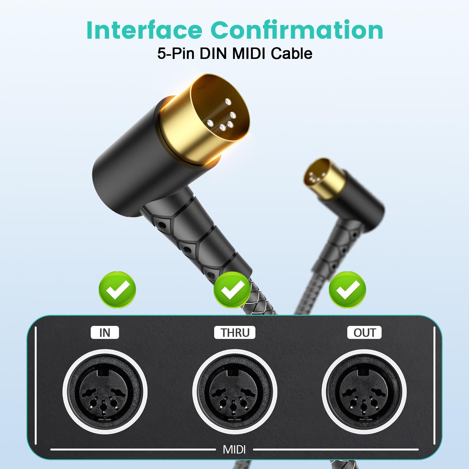 EMK Confezione da 2 cavi MIDI a 90 gradi da 2 m, ultra compatto, DIN a 5 pin, con spine a basso profilo per spazi ristretti, compatibile con tastiera/sintetizzatore/interfaccia/chitarra FX (studio e