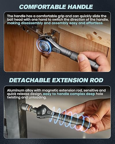 Miniatura 7 de Saker Juego de destornilladores magnéticos mejorados kit de herramientas de destornillador de trinquete 40 en 1 con mango de junta de bola de 180 -